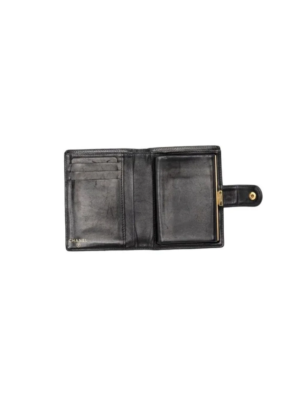Chanel CC Logo Bifold Wallet Black Caviar Leather